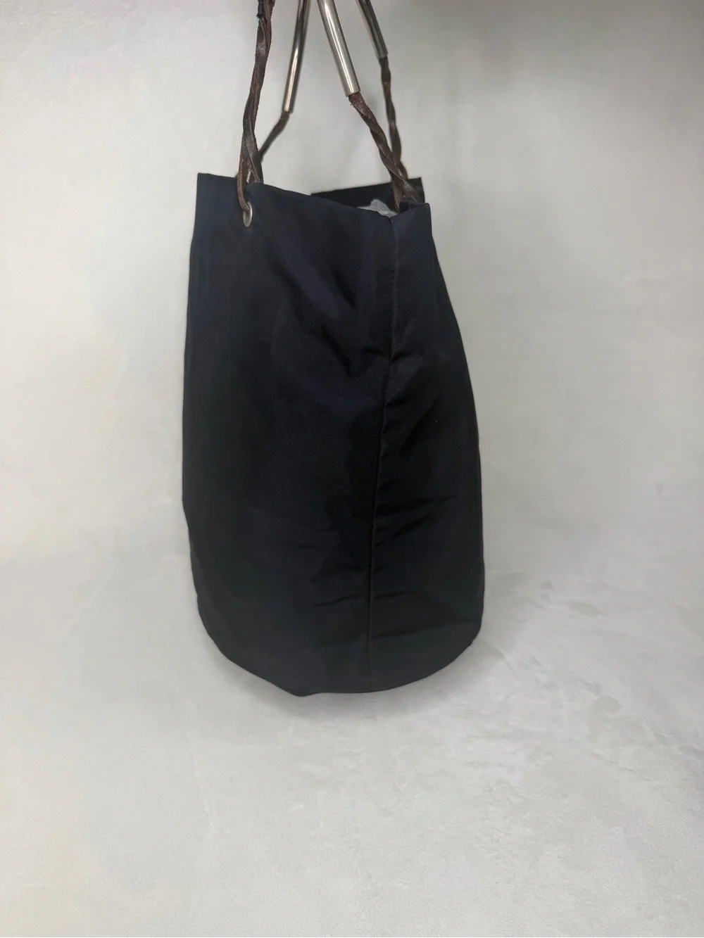 Prada Ring Handle Tote with Brown/Silver Handles